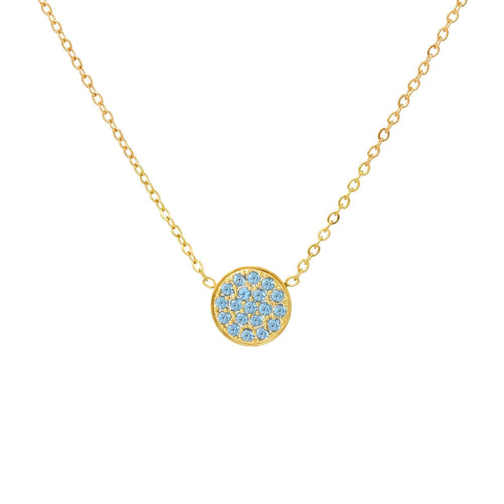 Sparkling Birthstone Circle Pendant Necklace