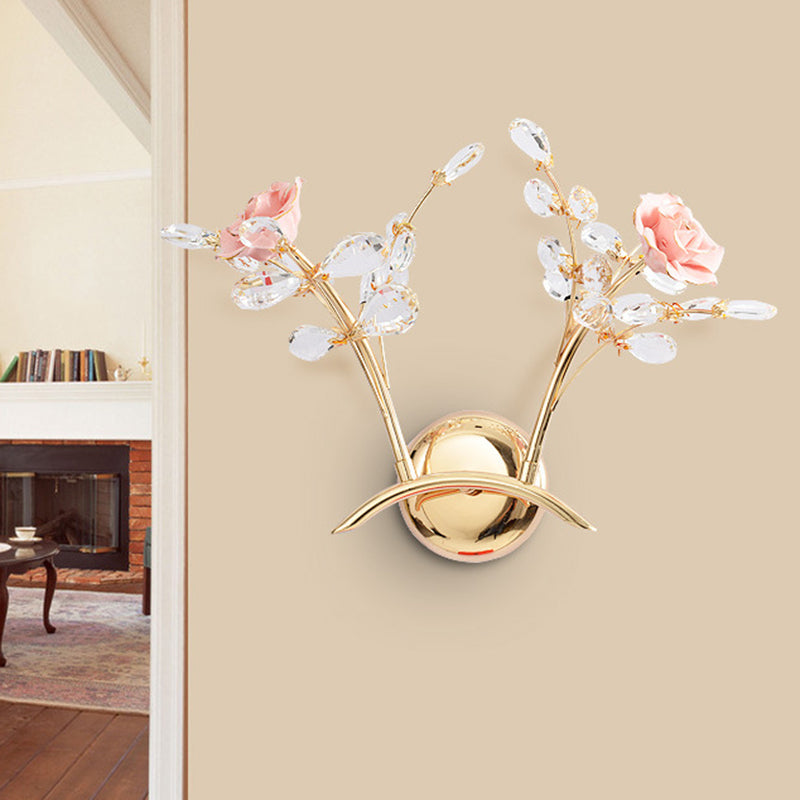 Elegant Glass Drop 2-Light Gold Sconce Lamp - Luxicro
