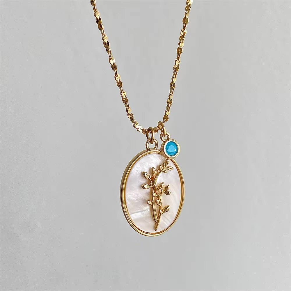 Dainty Gemstone Floral Pendant Necklace 14k Gold
