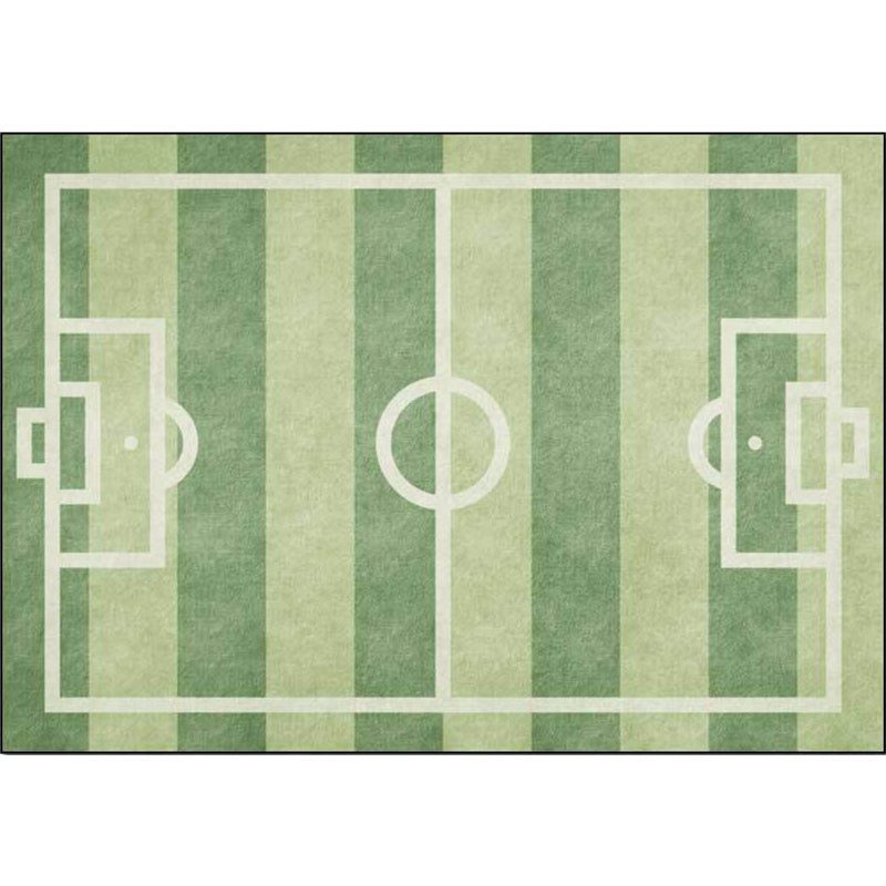 Fun Soccer Field Design Kids Rug Green Non-Slip Carpet