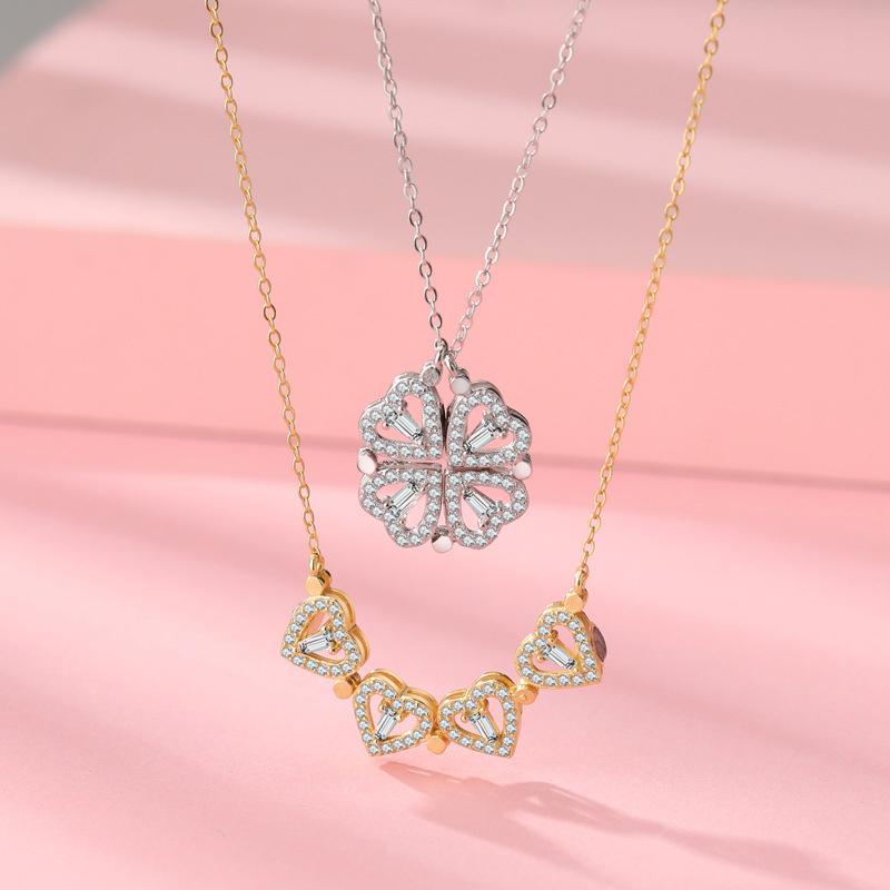 Delicate Green Clover Chain Necklace - Luxicro