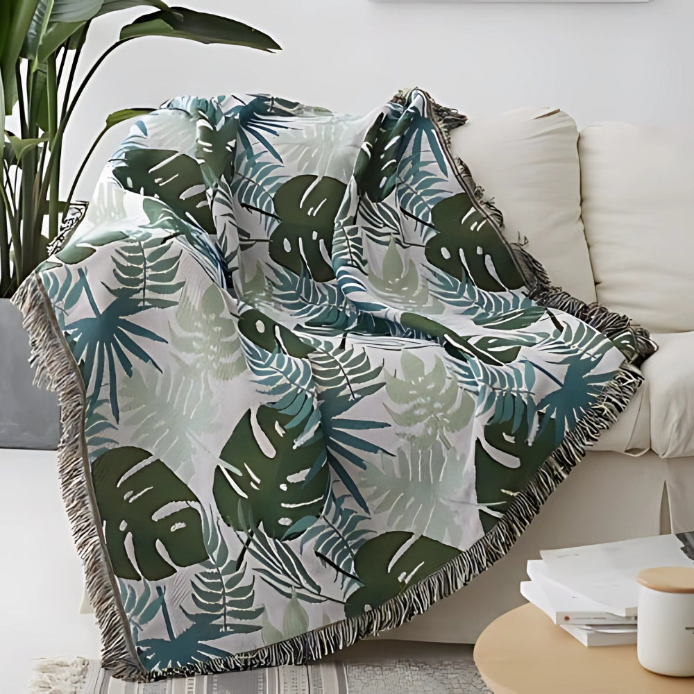 Tropical Leaf Couch Throw Blanket - Luxicro