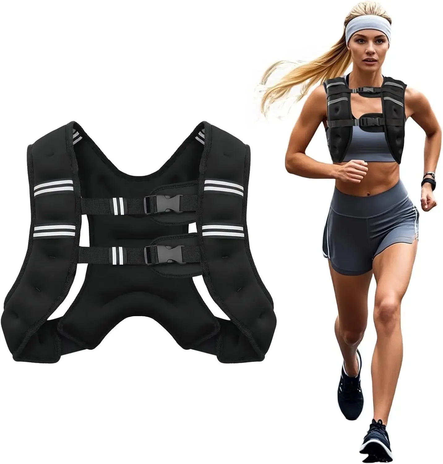 Fitness Weight Vest with Reflective Safety Strips - Luxicro