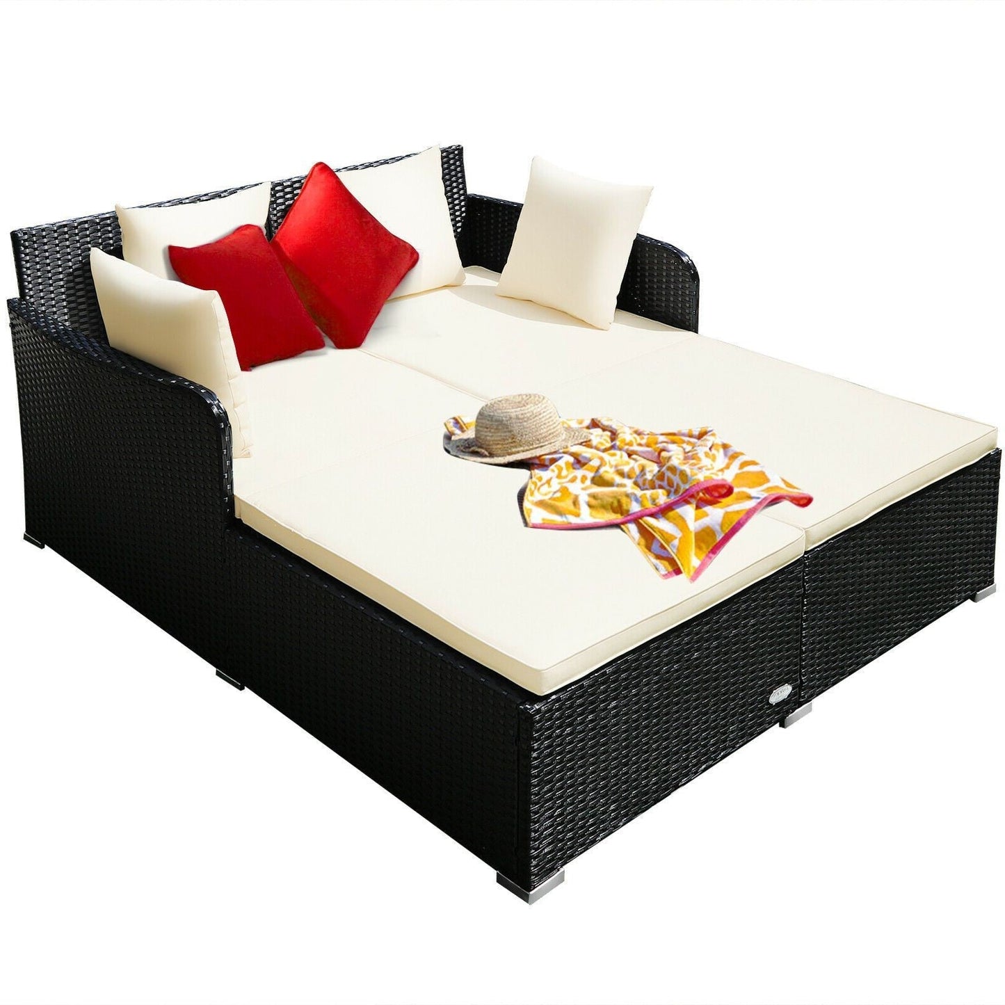 Comfortable Outdoor Wicker Daybed with Cushions - Luxicro