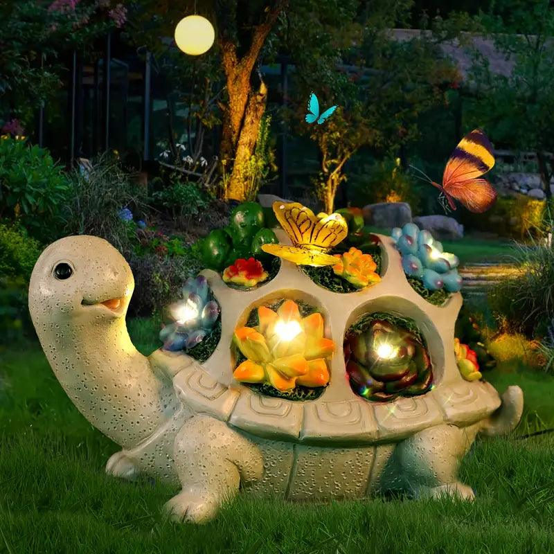 Vibrant LED Outdoor Turtle Statue - Luxicro