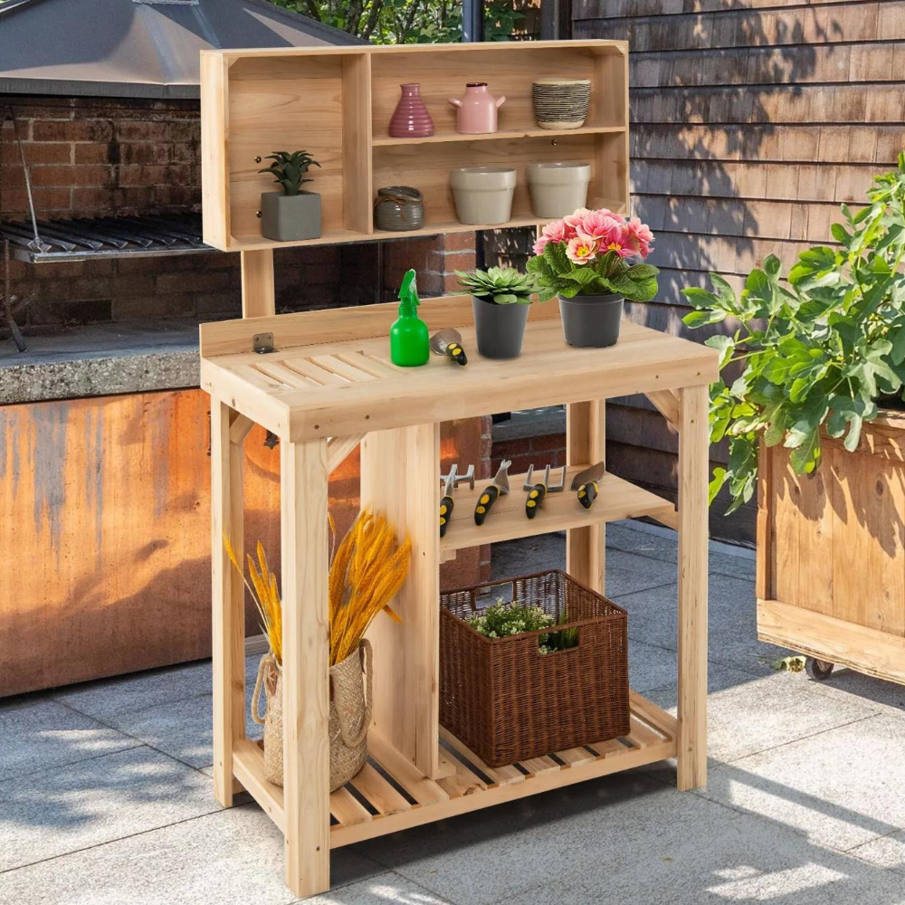 Space Saving Garden Work Table with Built-in Storage - Luxicro