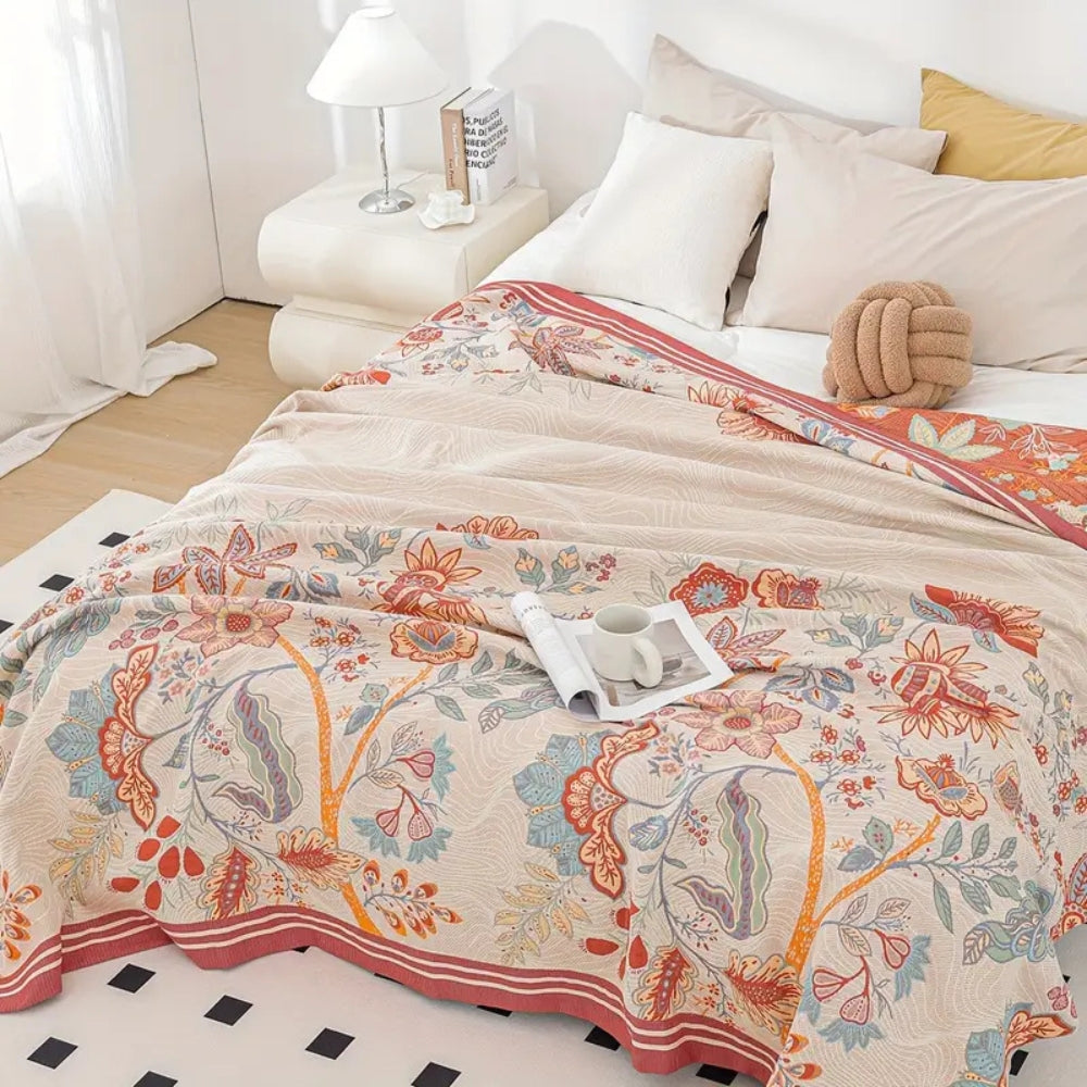 Floral Print Soft Reversible Blanket - Luxicro