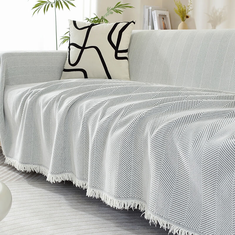 Cozy Fuzzy Throw Blanket with Fringe for Couch