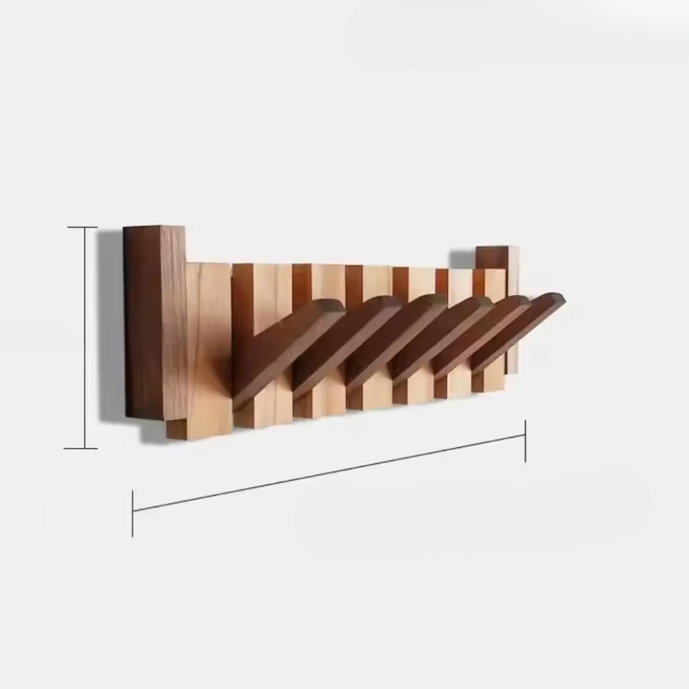 Rustic Wooden Coat Rack with Modern Hooks