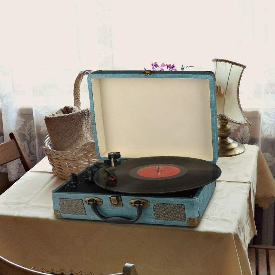 Compact Vintage Style Vinyl Turntable Player - Luxicro