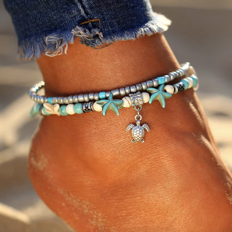 Sea Life Shell Beach Anklet - Luxicro