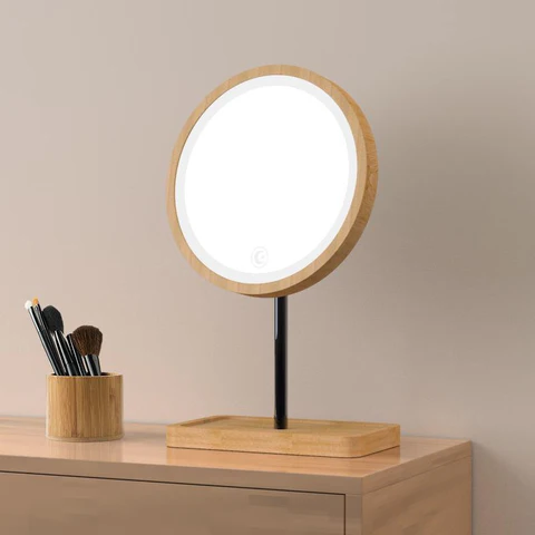Elegant Wooden LED Bathroom Mirror