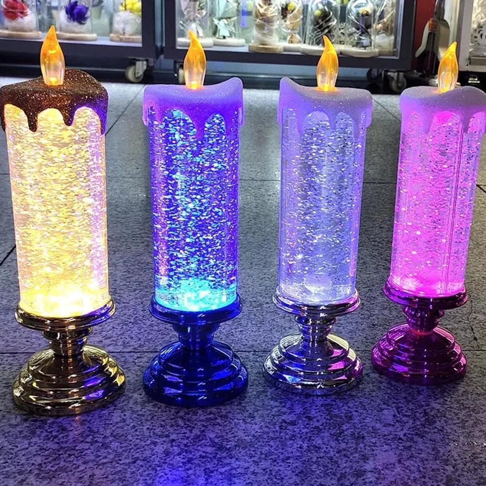 Colorful Battery LED Christmas Candles With Glitter - Luxicro