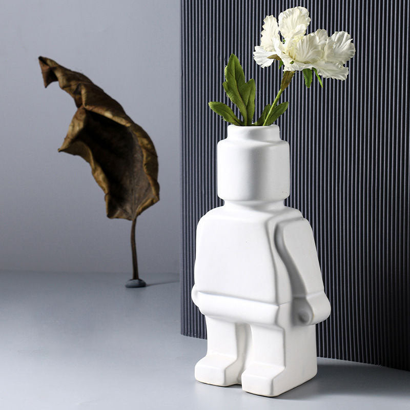 Mini Floral Robot Vase Decoration