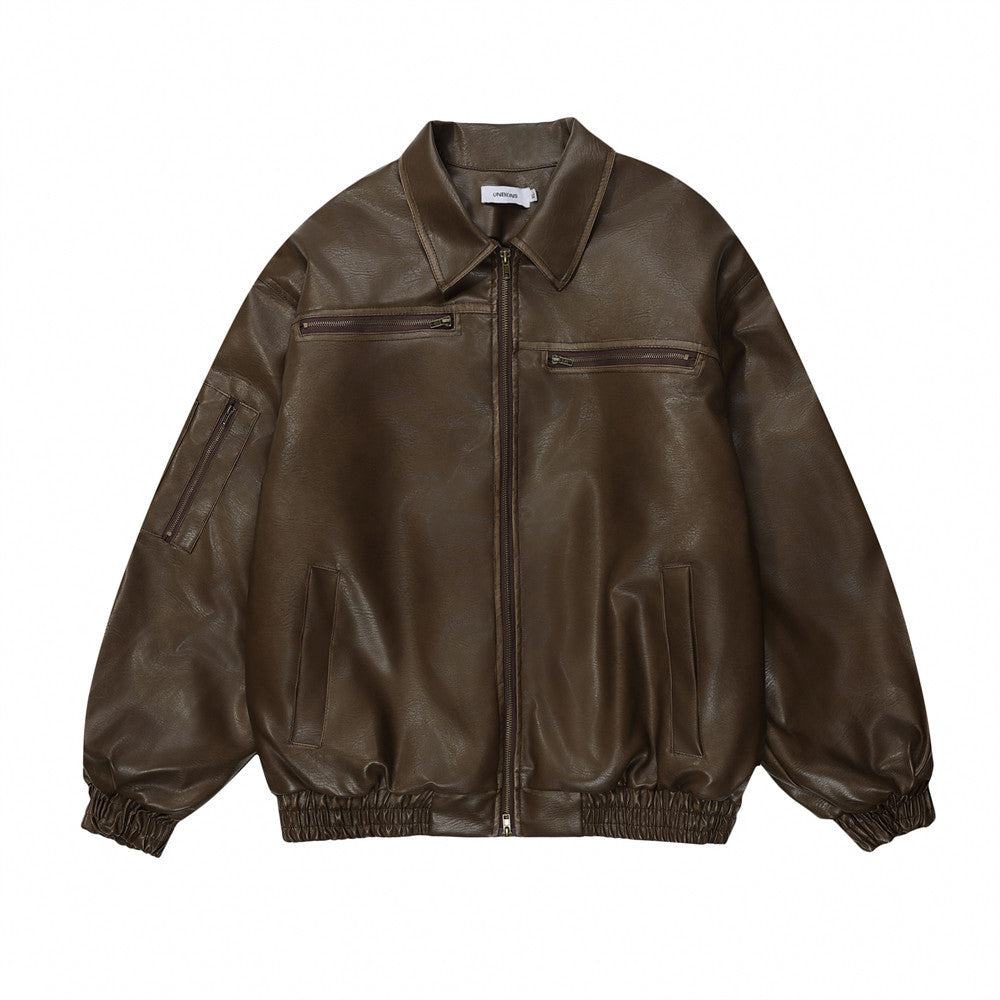 Tough Mens Vintage Leather Biker Jacket