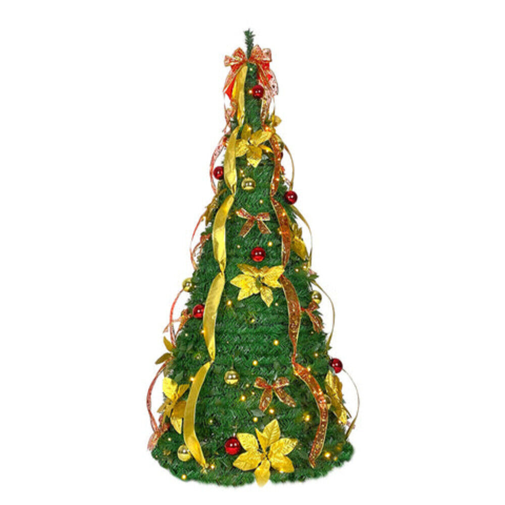 Foldable Pre Lit Slim Artificial Christmas Tree 6FT - Luxicro