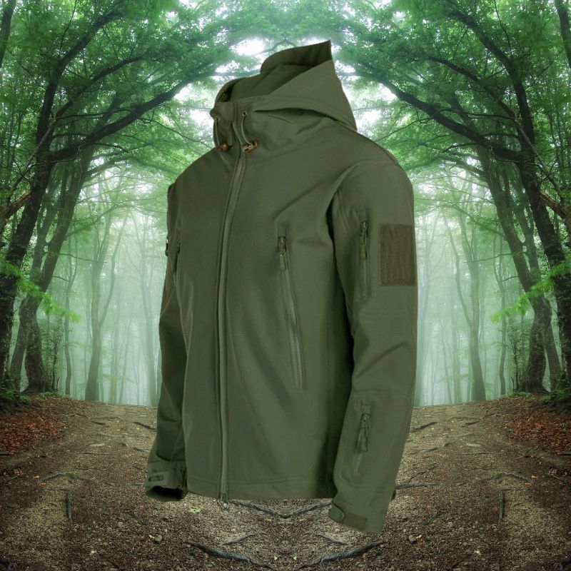 Durable Mens Tactical Rain Jacket Poly Blend