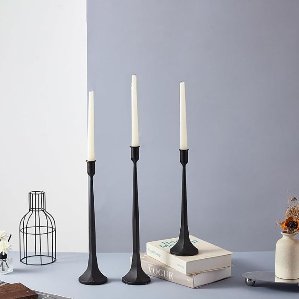 Metallic Slim Candle Stand | 3 Piece Set - Luxicro