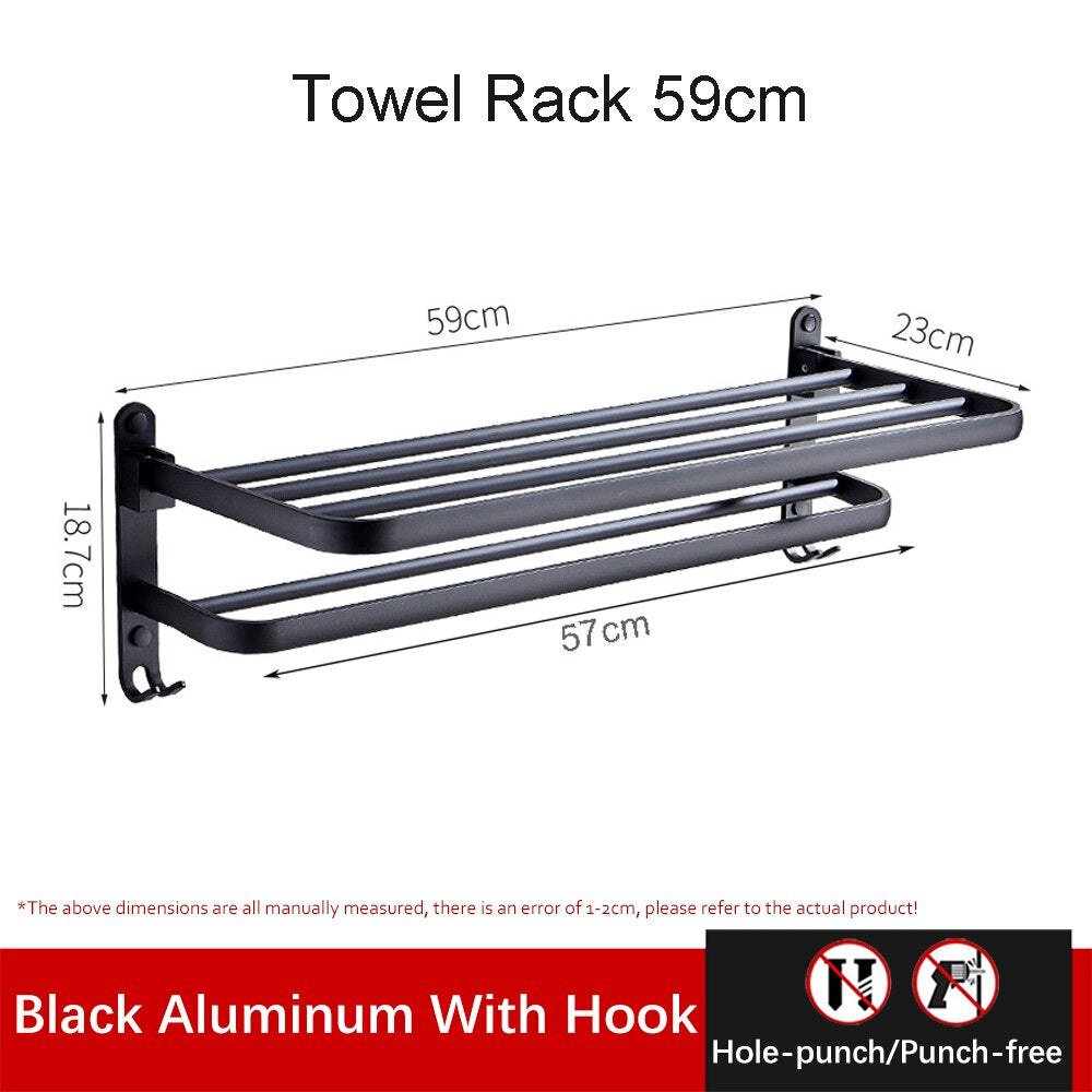 Compact Wall Mount Folding Towel Holder