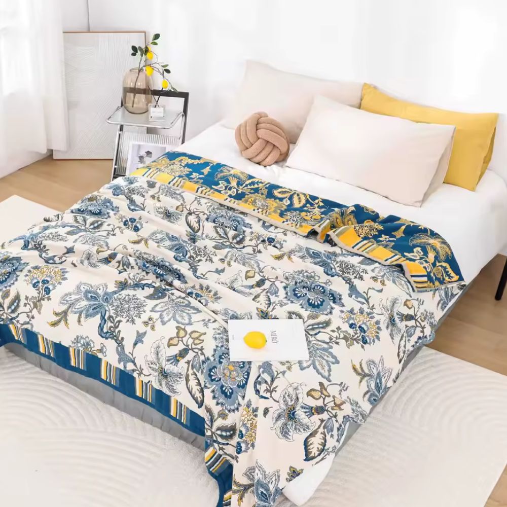 Vintage Floral Soft Cotton Throw Blanket