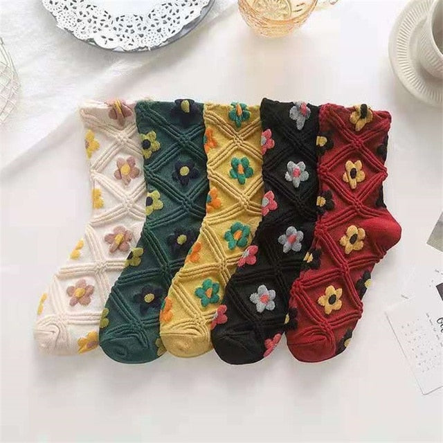 Colorful Flower Women's Ankle Socks 5 Pack
