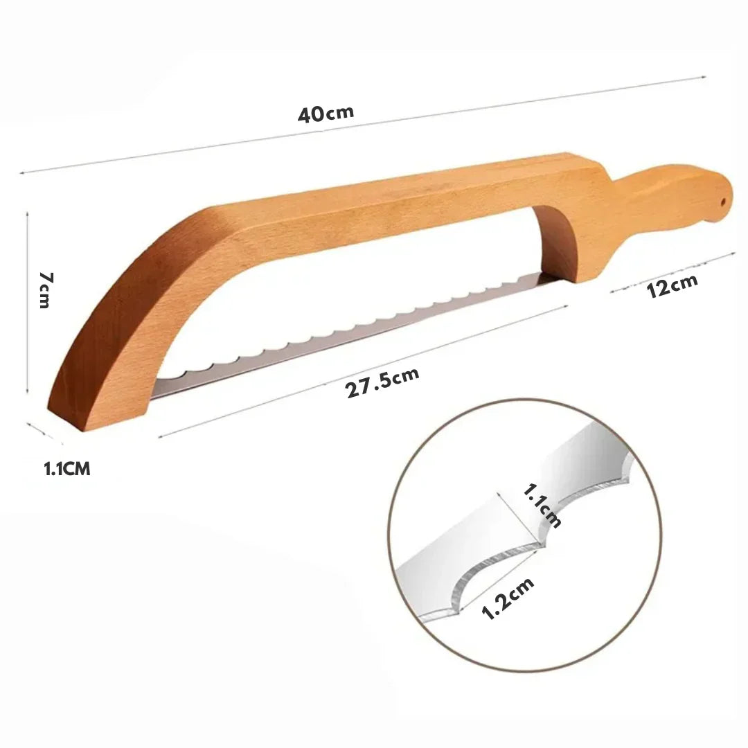 Ergonomic Wooden Bread Knife with Grip Handle