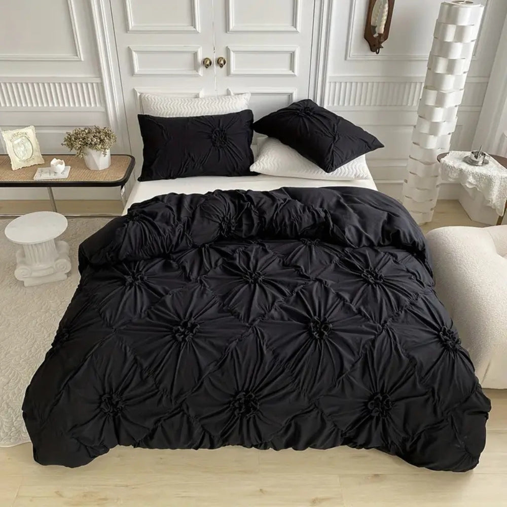 Beautiful Floral Bedding Set with Ruffled Pillowcases