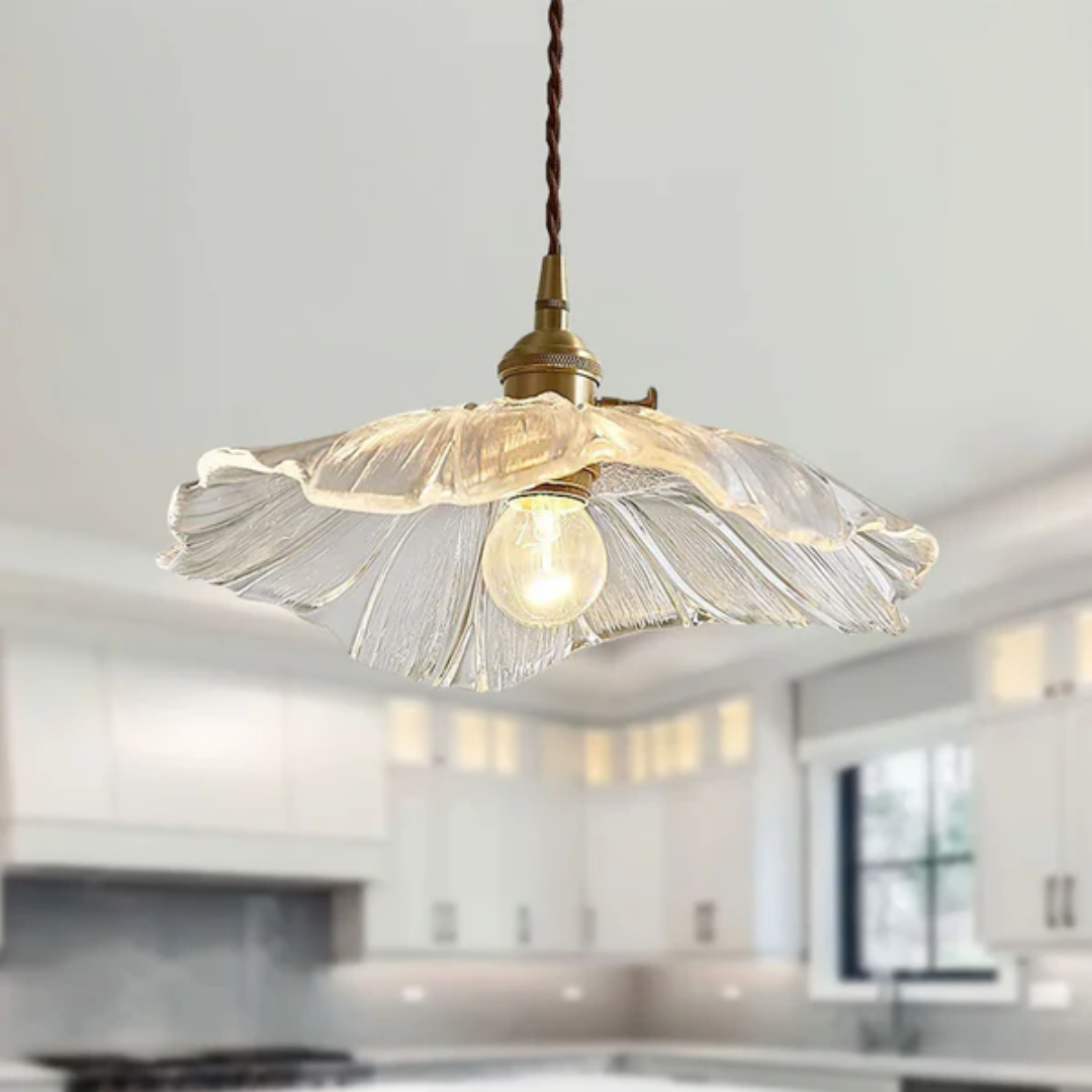 Vintage Floral Glass Hanging Lamp