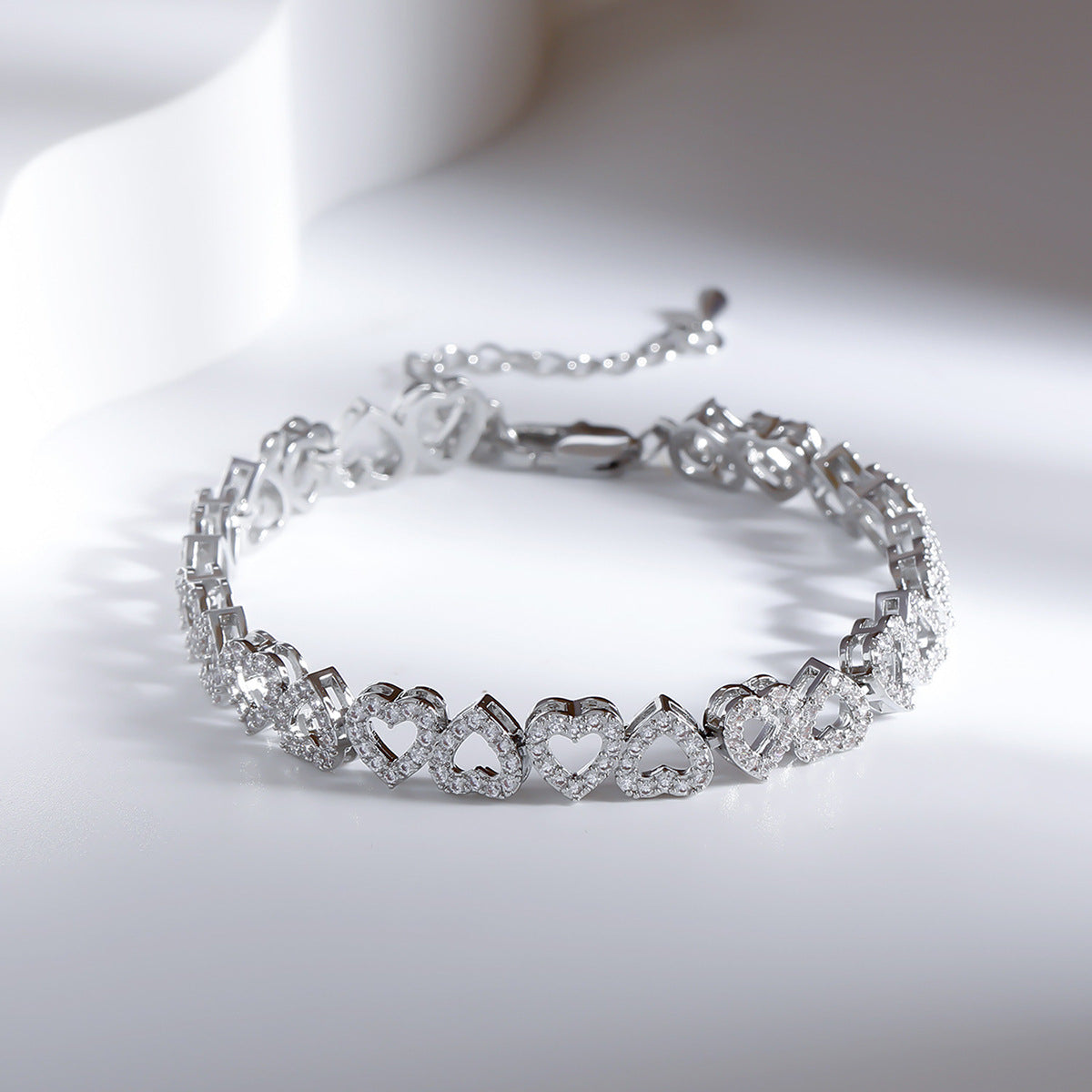 Lovely Valentine Diamond Heart Bracelet