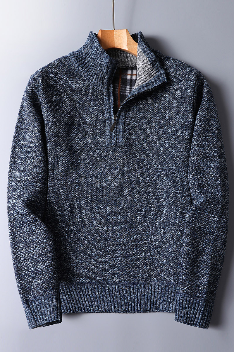 Cozy Mens Sweater - Half Zip, Wool Mix, Everyday Wear