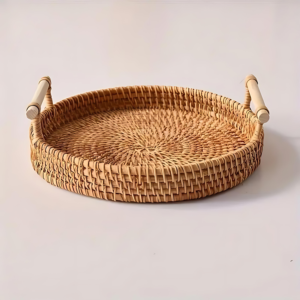 Natural Woven Wooden Serving Tray