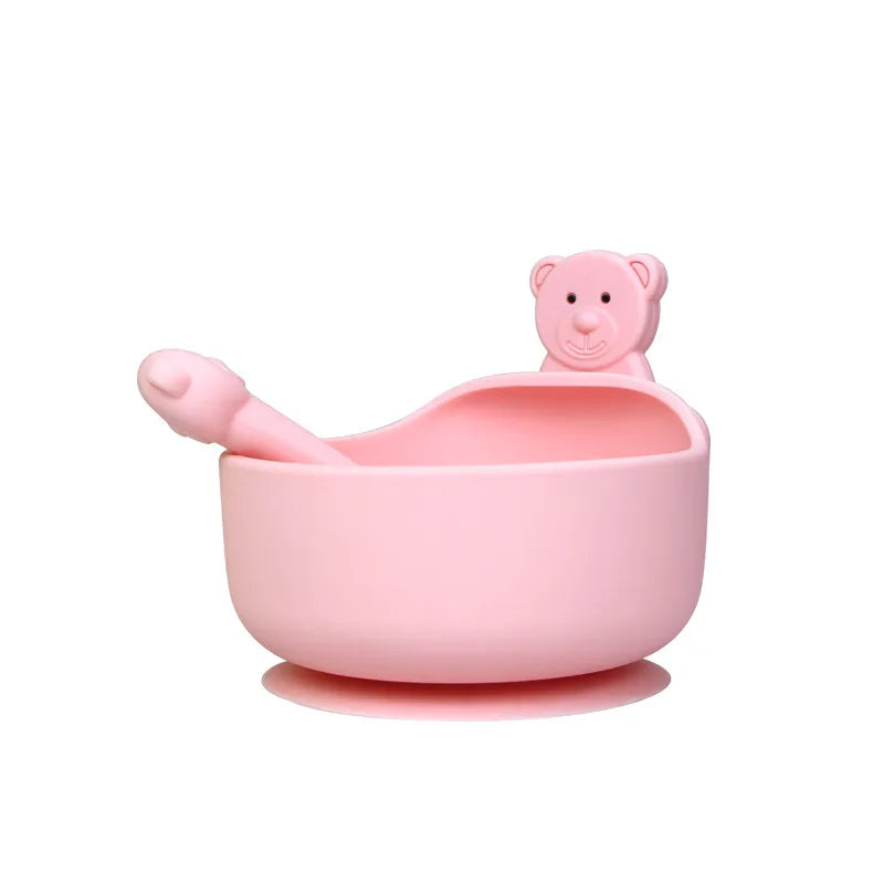 Soft Baby Feeding Bowl Set with Spoon and Suction Base
