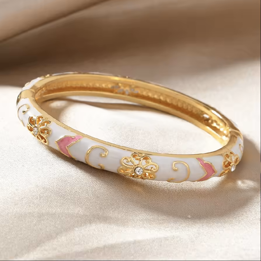 Stylish Floral Charm Bangle Bracelets