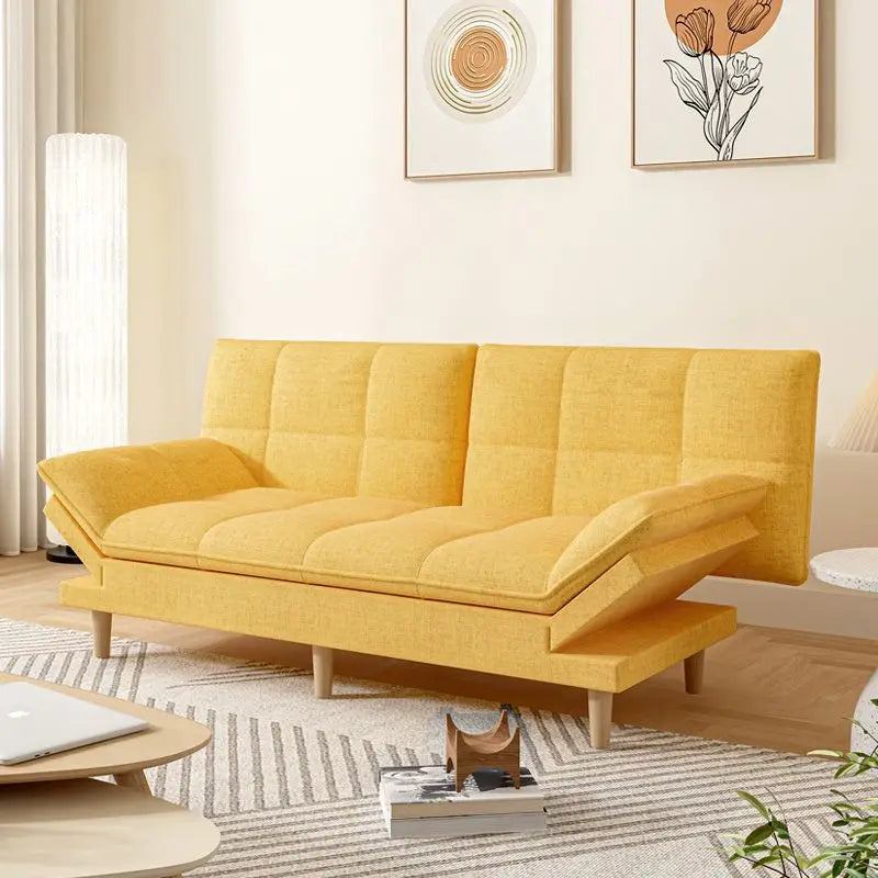 Plush Fake Leather Foldable Sleeper Sofa Bed