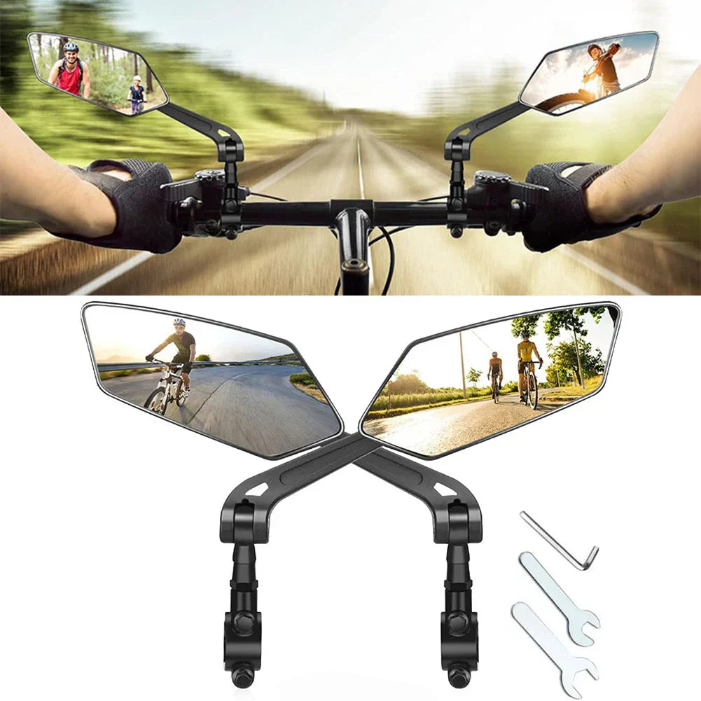 Adjustable Bike Mirrors 2 Pack 360 Degree View - Luxicro