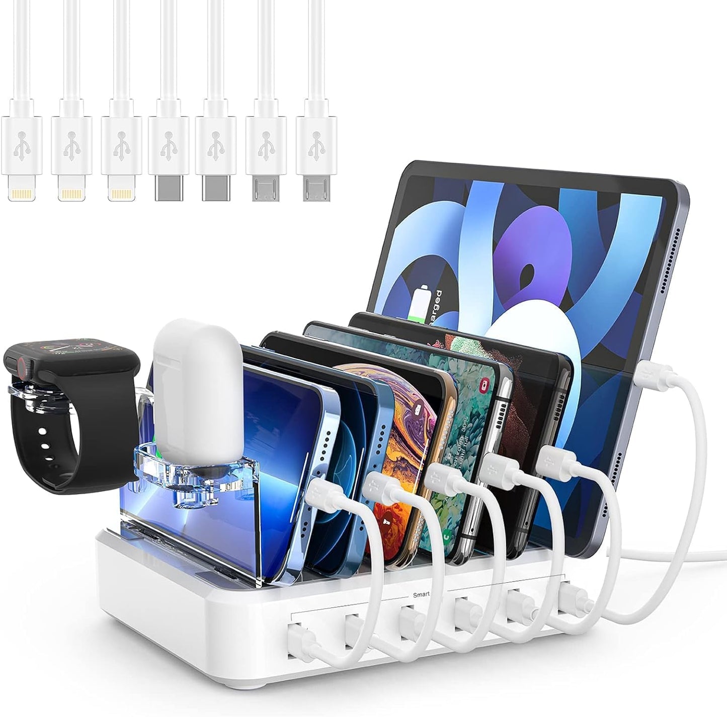 Compact 6 Port USB Charger Station Desk Accessory - Luxicro