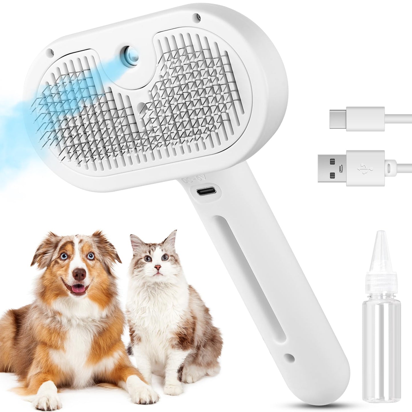 Gentle Pet Detangling Brush With Spray For Cats Dogs - Luxicro