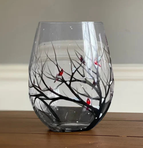 Colorful Artistic Seasonal Tree Wine Glasses