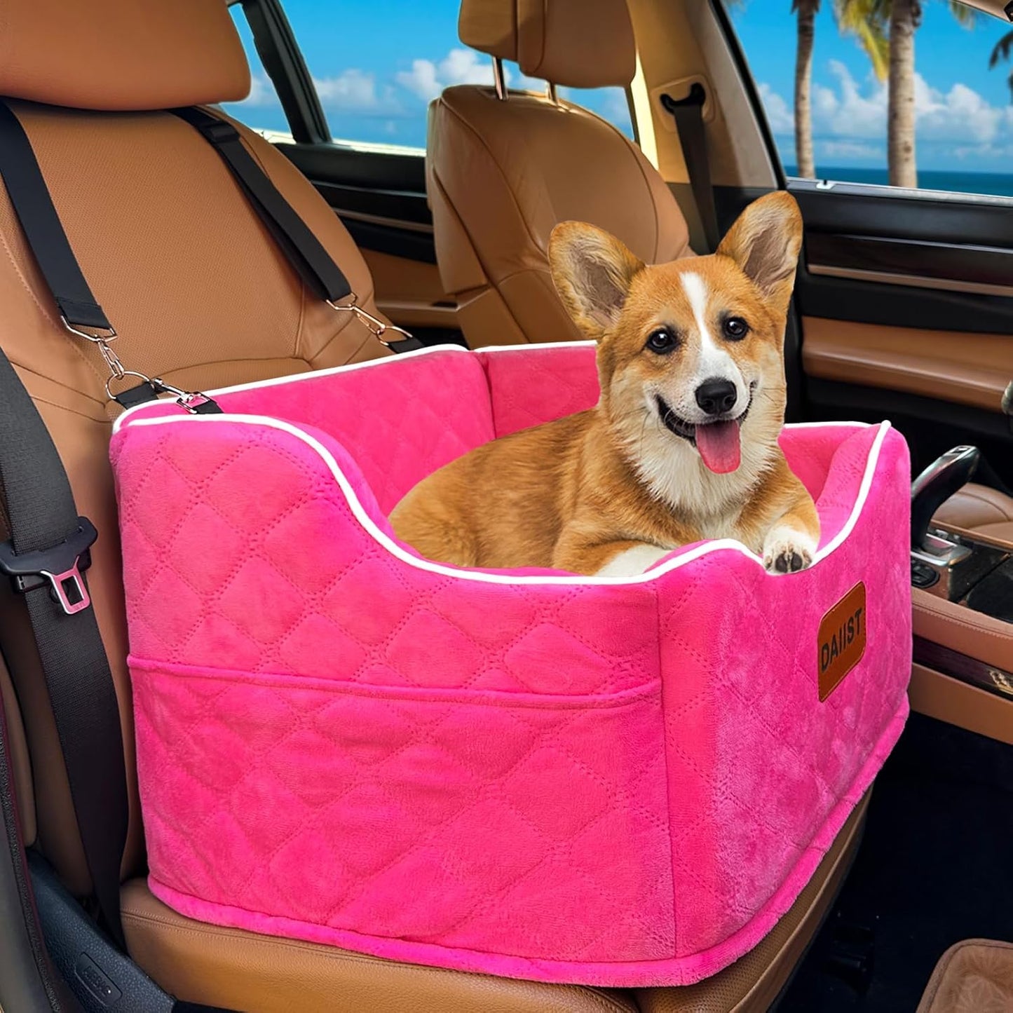 Pink Dog Car Seat For Small Pets Fit SUVs - Luxicro