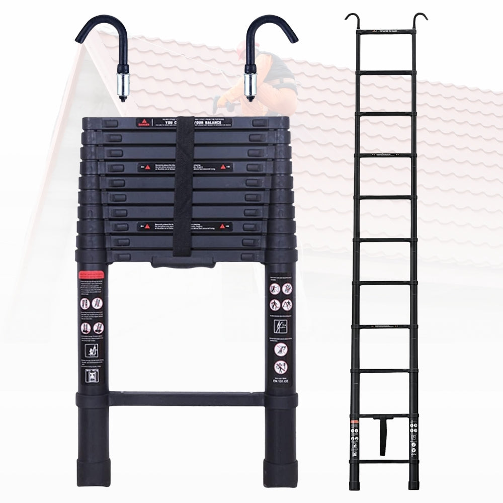 Sturdy Adjustable Roofing Ladder with Secure Hook - Luxicro