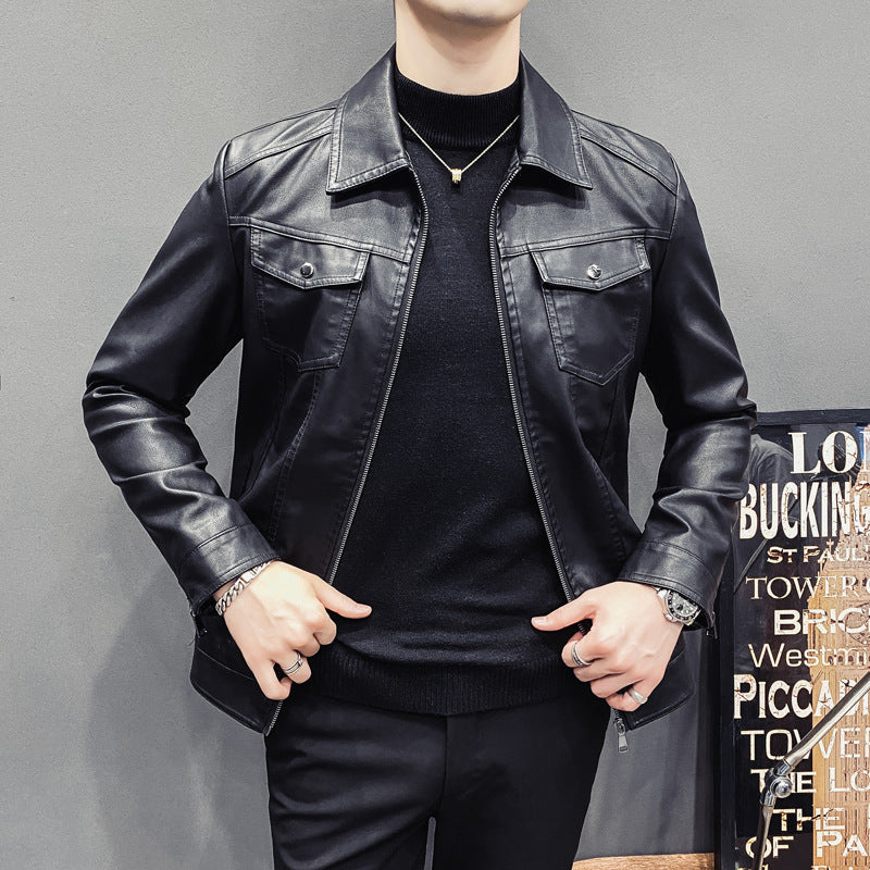 Cozy Mens Quilted Leather Winter Jacket