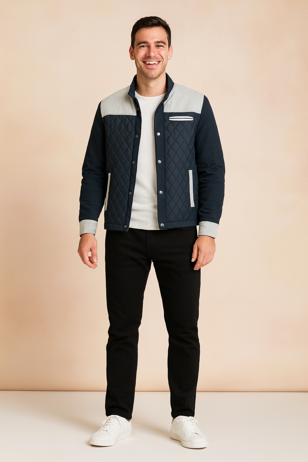 Classic Mens Dual Color Leather Jacket