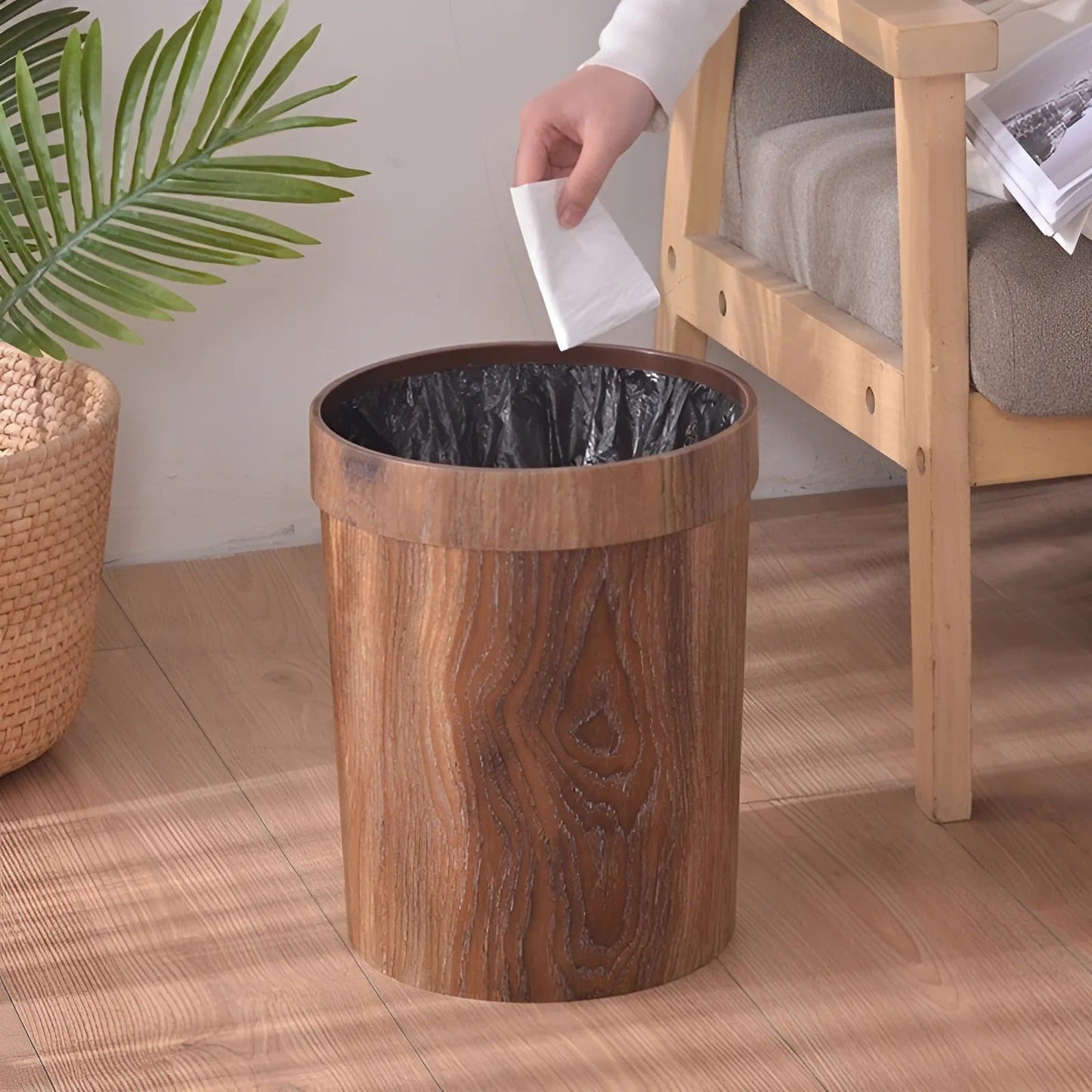 Simple Wooden Waste Basket for Home or Office - Luxicro