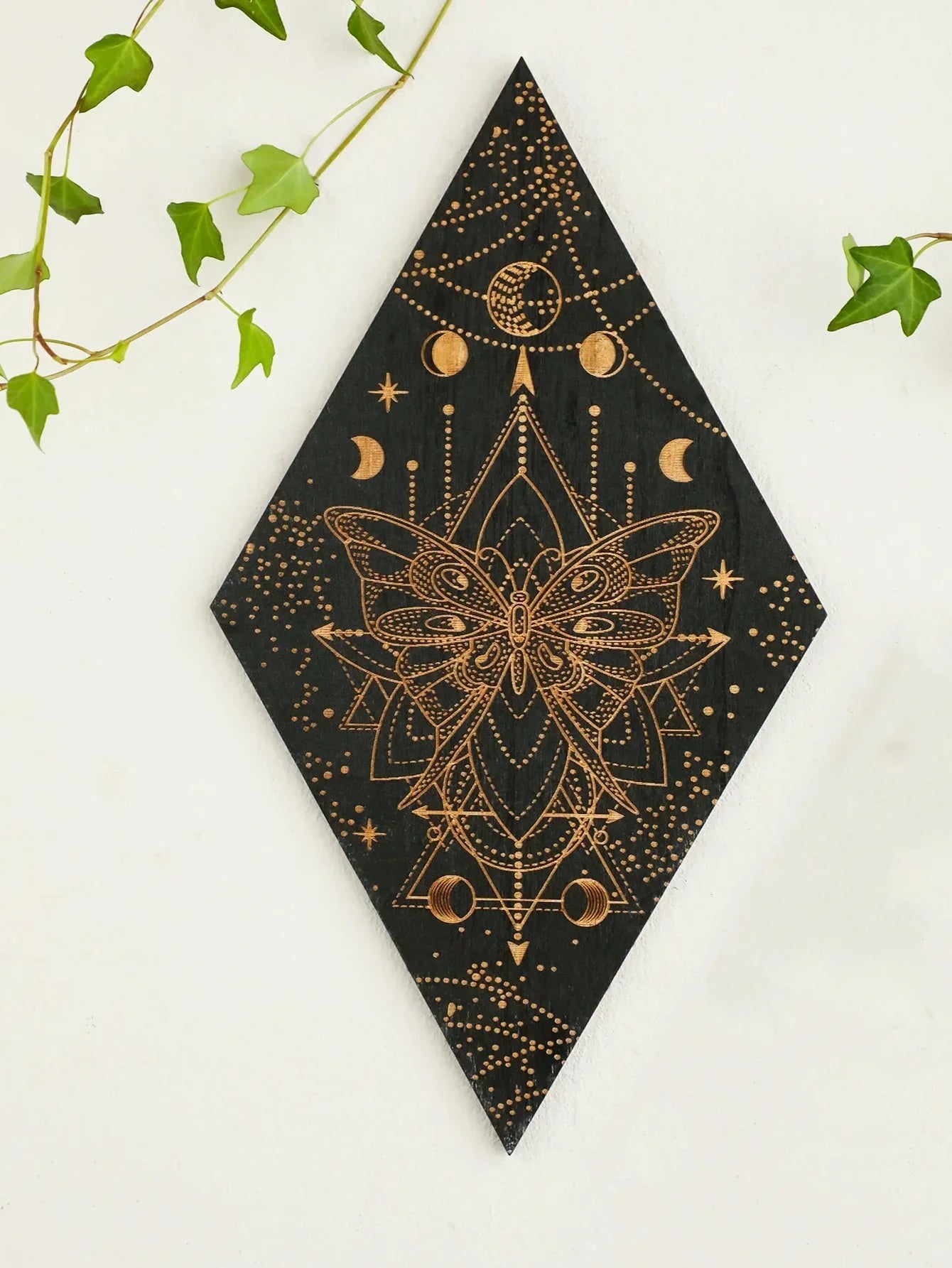 Bohemian Wooden Wall Art Moon Phase Decor
