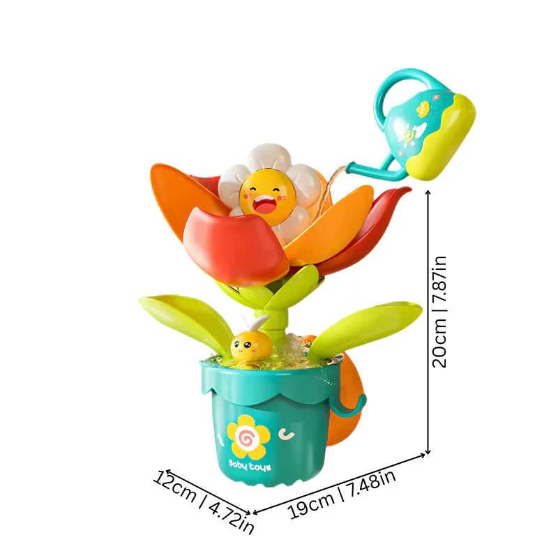 Colorful Flower Splash Bath Playset with Spray Can