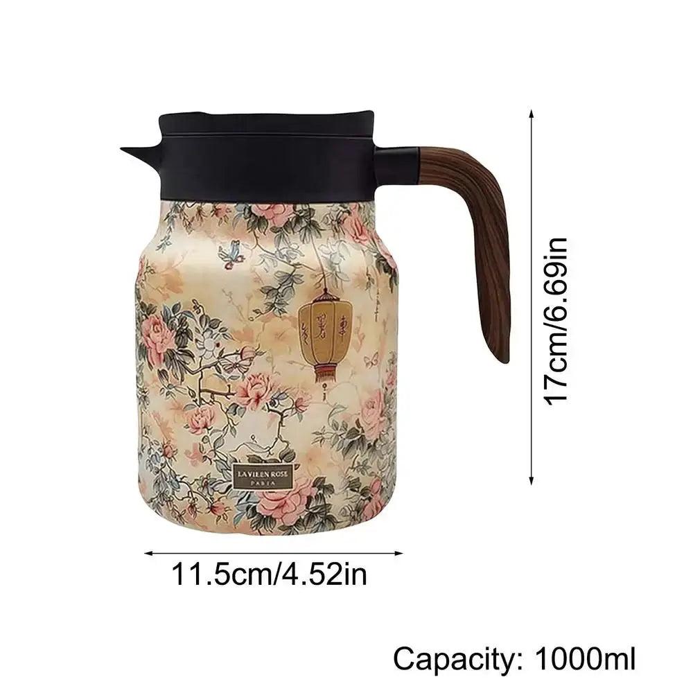 Classic Floral Teapot with Infuser 1000ml Stainless Steel