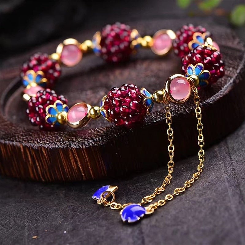 Gemstone Berry Color Fashion Bracelet