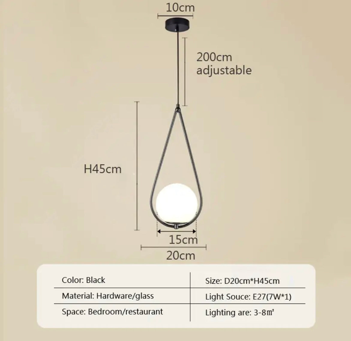 Soft Glow Pendant Lamp with White Glass Shade