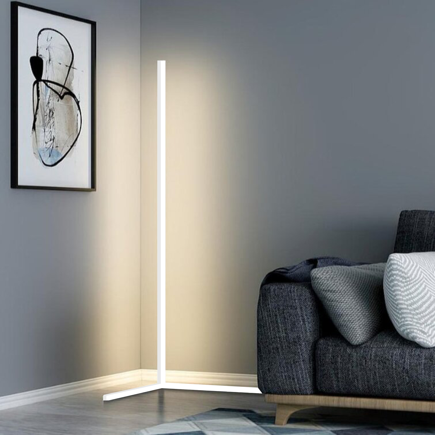 Sleek Adjustable Corner LED Floor Lamp Skinny Design