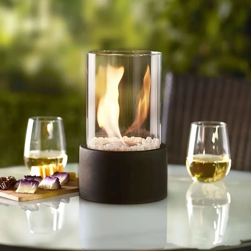 Contemporary Bioethanol Table Fire Pit with Real Flame